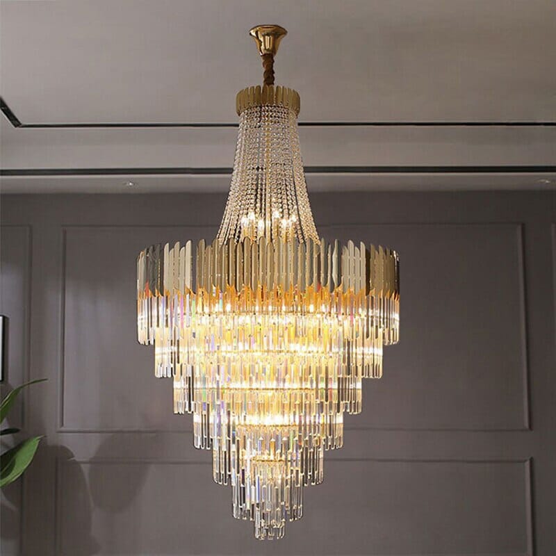 נברשת קריסטל Luminara – עיטורי קריסטל חתוכים, עיצוב עם שבירת אור