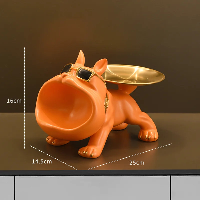 Figurine de bouledogue avec plateau de rangement intégré – Décoration intérieure - Lamylie