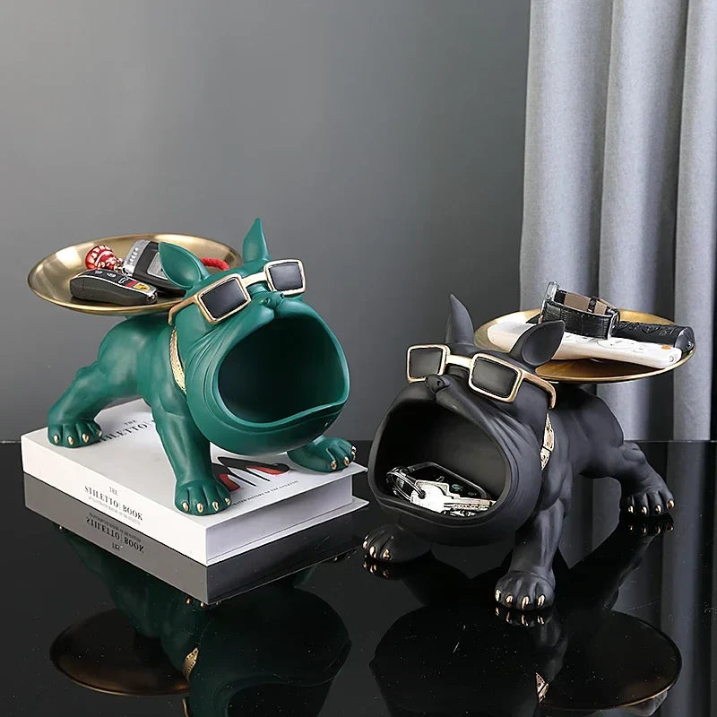Figurine de bouledogue avec plateau de rangement intégré – Décoration intérieure - Lamylie