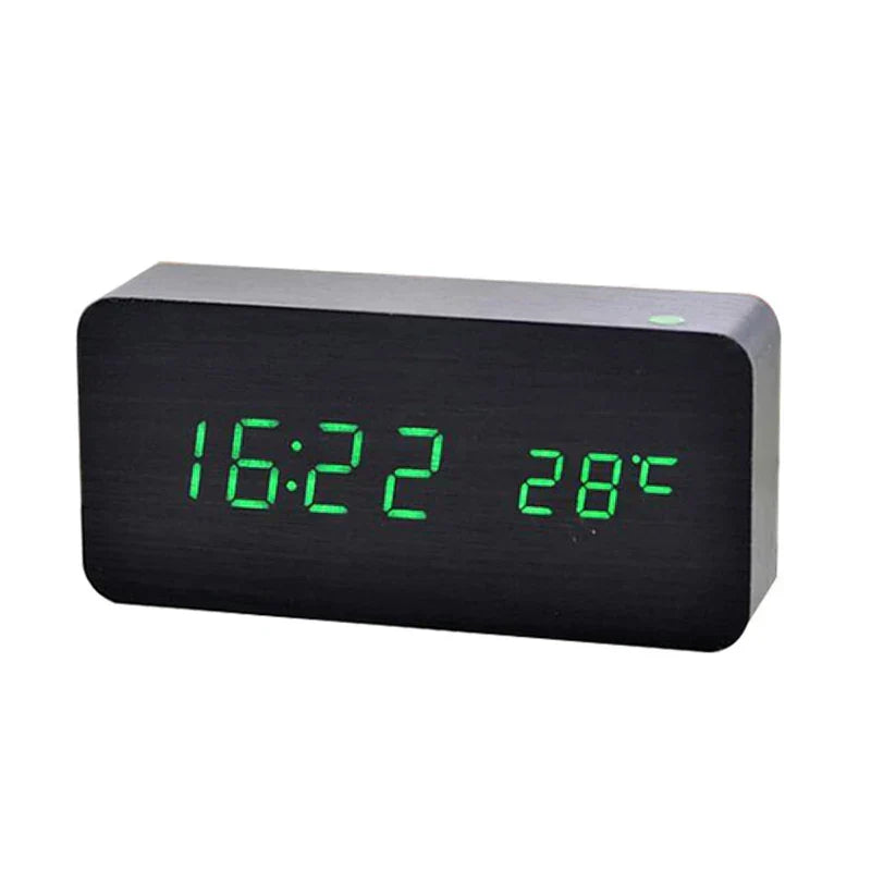 LED Display Digital Alarm Clock in Wooden Design - Lamylie