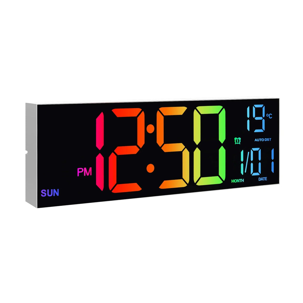Large LED Digital Wall Clock with RGB Display and Remote Control - Lamylie