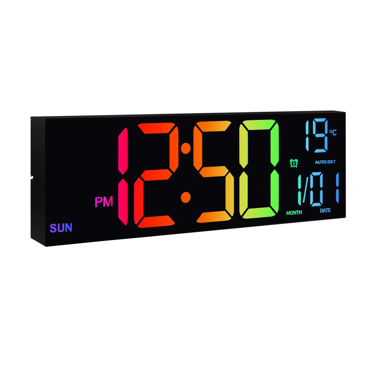 Large LED Digital Wall Clock with RGB Display and Remote Control - Lamylie