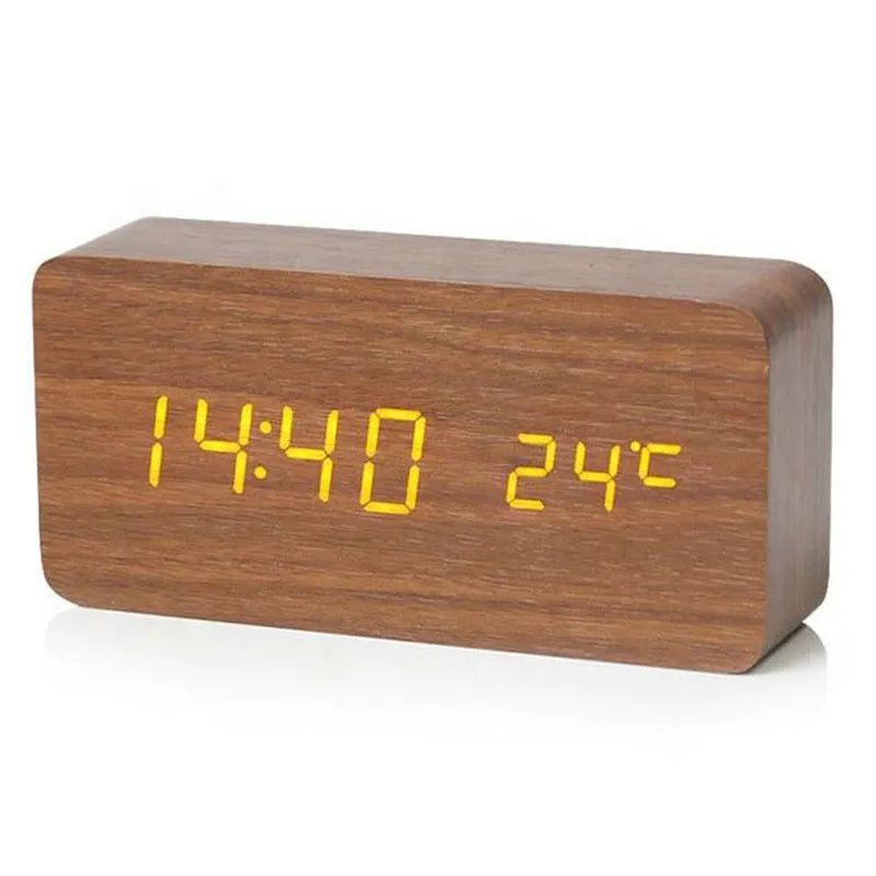 LED Display Digital Alarm Clock in Wooden Design - Lamylie