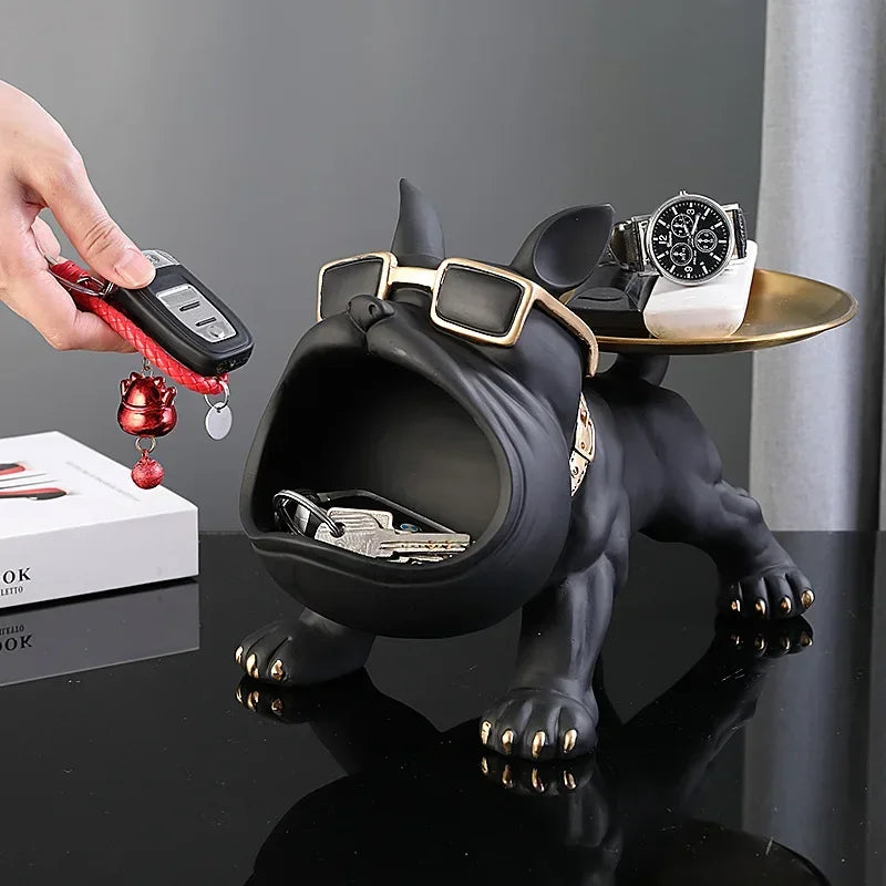 Figurine de bouledogue avec plateau de rangement intégré – Décoration intérieure - Lamylie