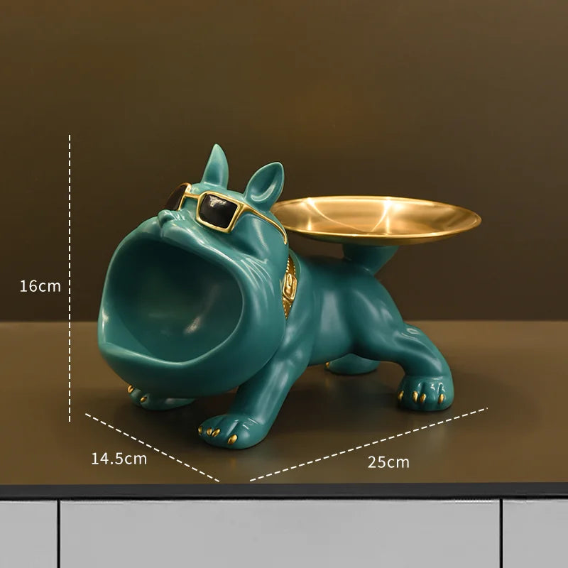 Figurine de bouledogue avec plateau de rangement intégré – Décoration intérieure - Lamylie