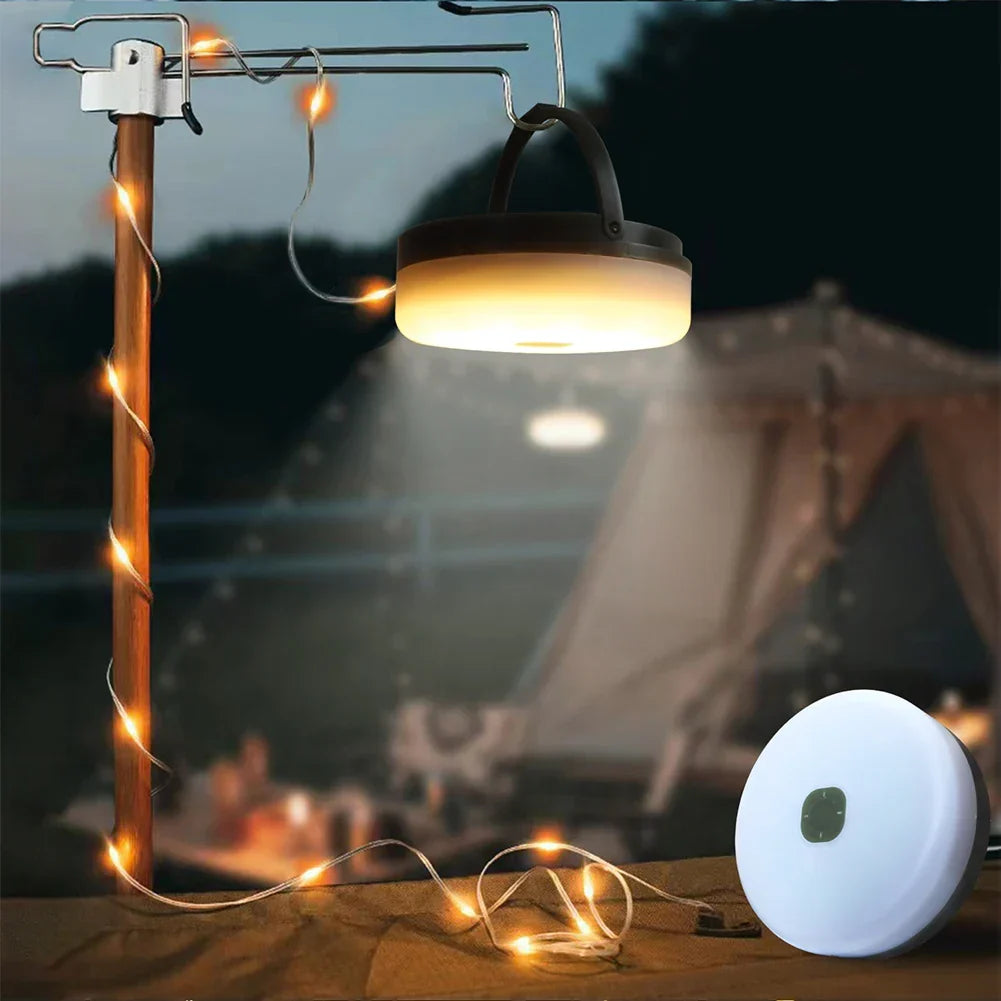 Przenośna lampa kempingowa z zasilaniem solarnym i powerbankiem | Wodoodporne światło LED z girlandą do użytku na zewnątrz i podczas biwakowania – Lamylie