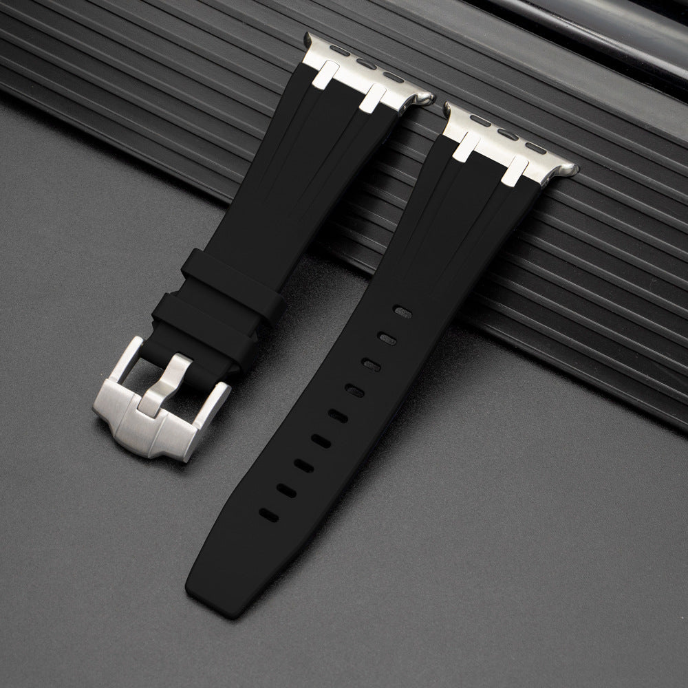 NovaFlex-armband i flytande silikon för Apple Watch Edition — polerad metallände
