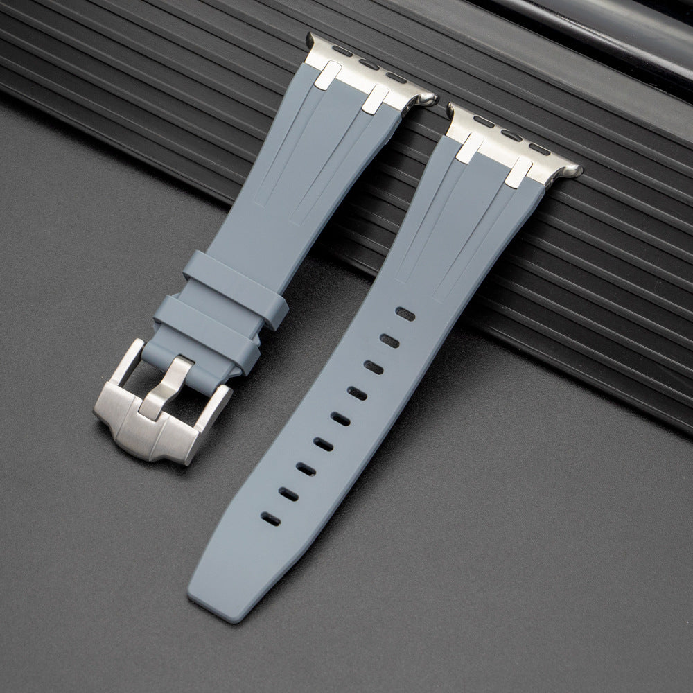 NovaFlex-armband i flytande silikon för Apple Watch Edition — polerad metallände