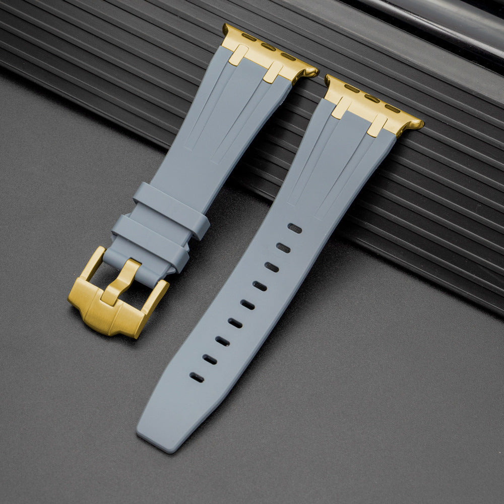 NovaFlex-armband i flytande silikon för Apple Watch Edition — polerad metallände