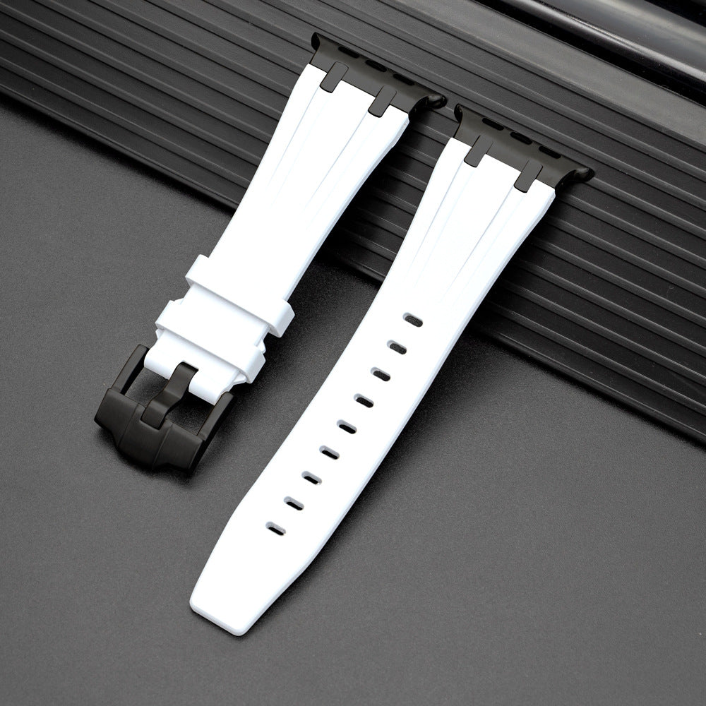 NovaFlex-armband i flytande silikon för Apple Watch Edition — polerad metallände