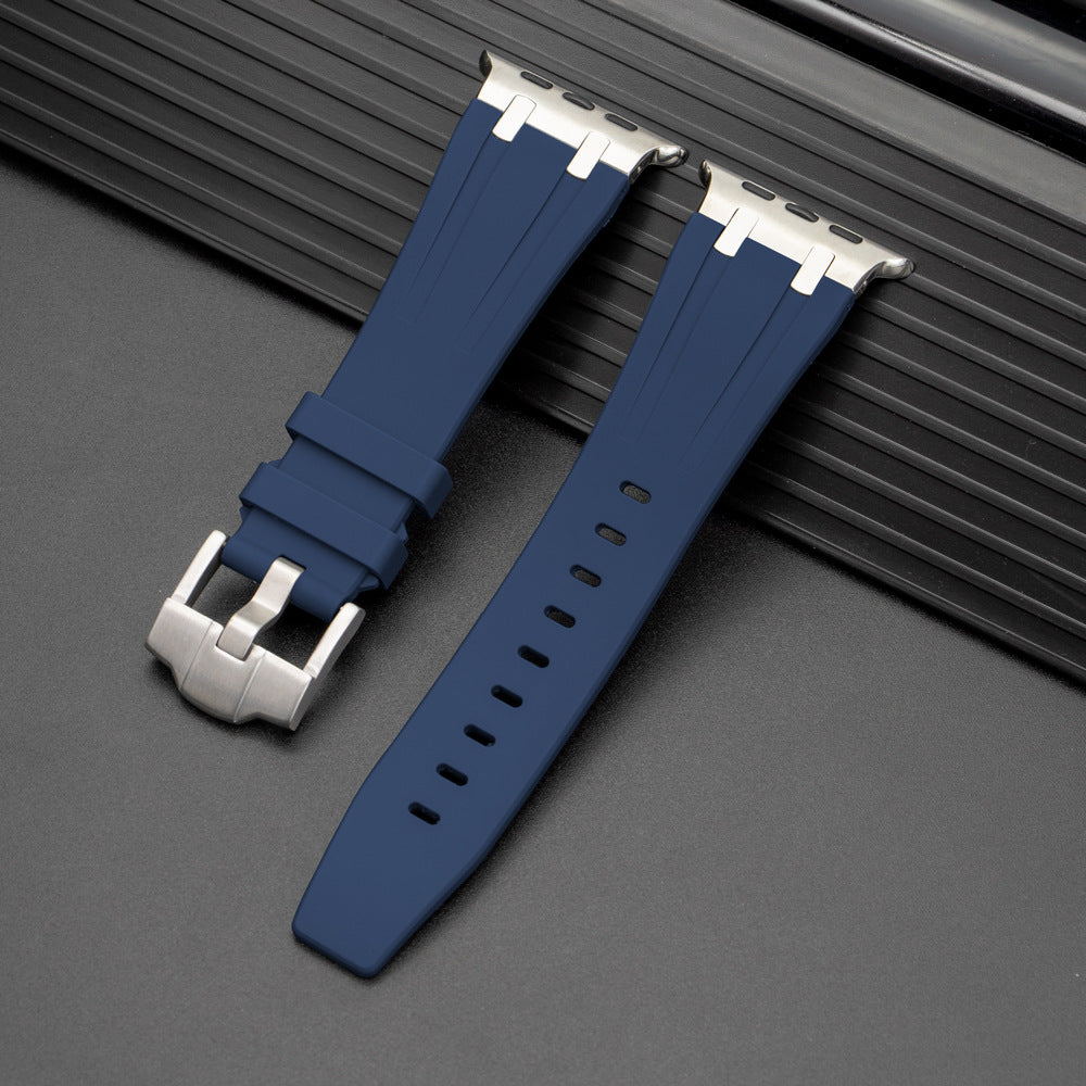 NovaFlex-armband i flytande silikon för Apple Watch Edition — polerad metallände