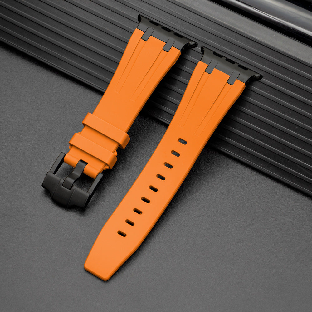 NovaFlex-armband i flytande silikon för Apple Watch Edition — polerad metallände