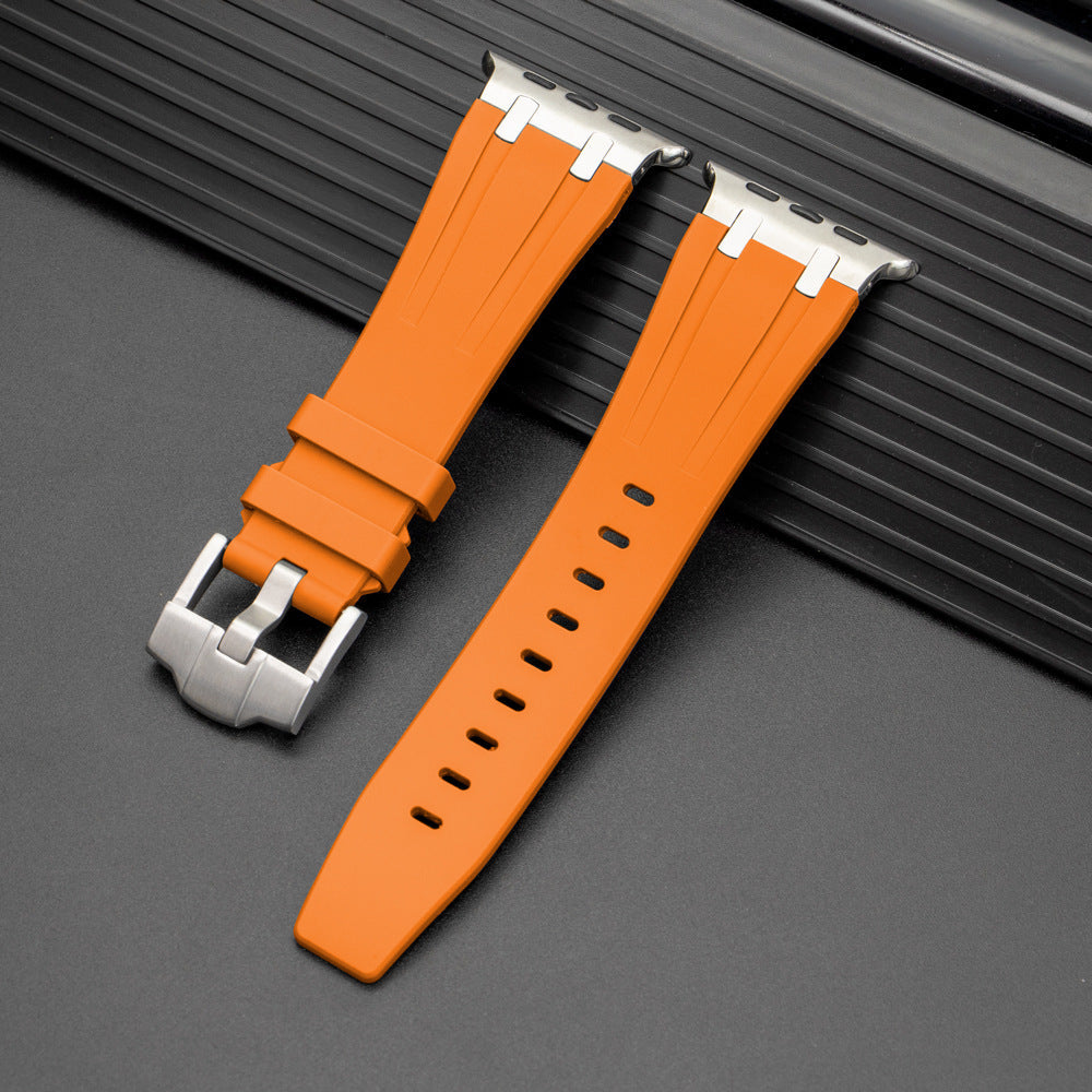 NovaFlex-armband i flytande silikon för Apple Watch Edition — polerad metallände