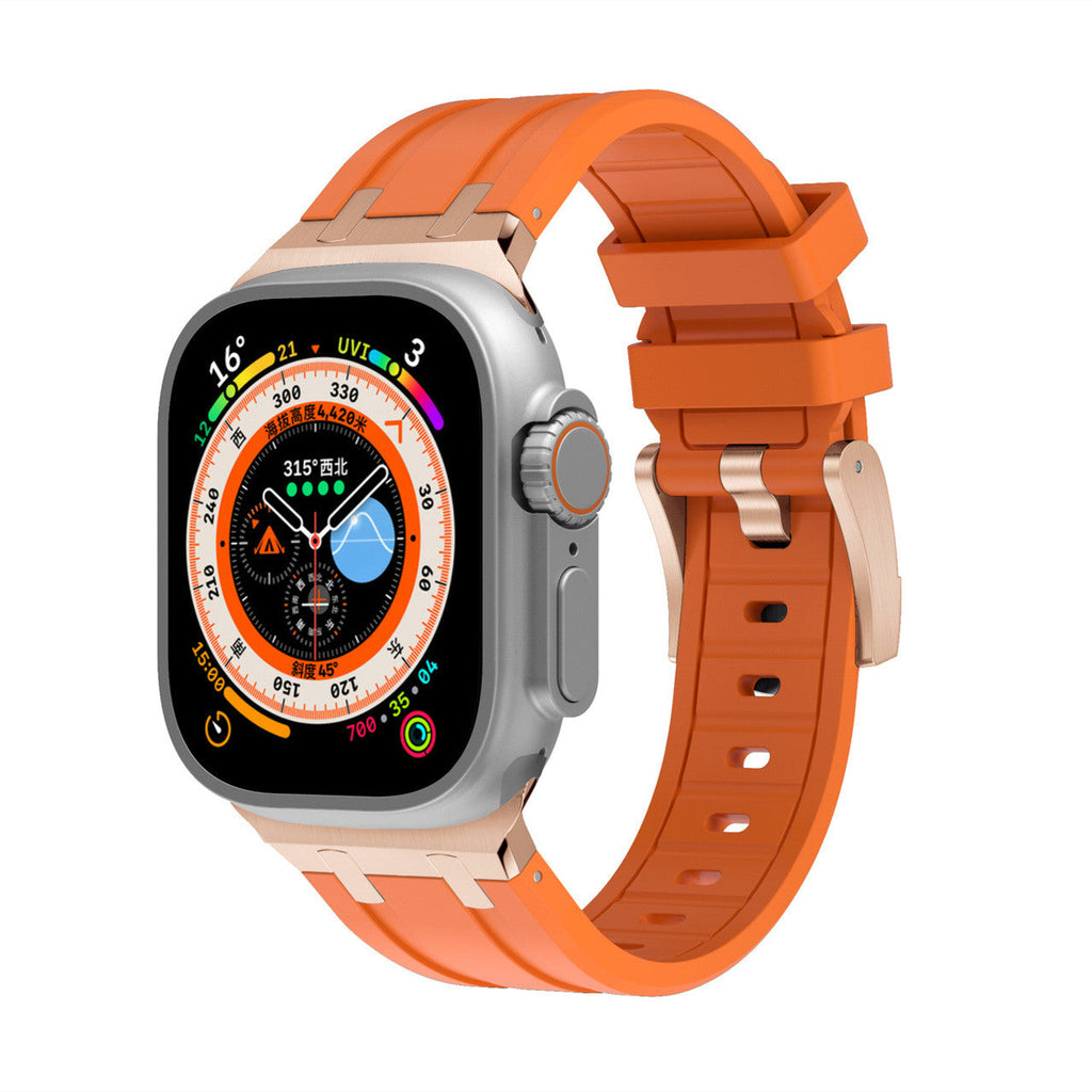 NovaFlex-armband i flytande silikon för Apple Watch Edition — polerad metallände