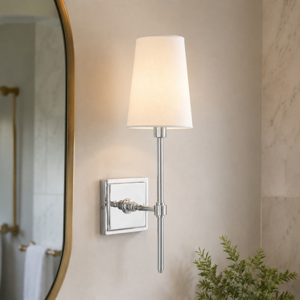 Wandleuchte mit Leinen-Schirm - Retro Metallwandleuchte für Schlafzimmer und Flur - Lamylie