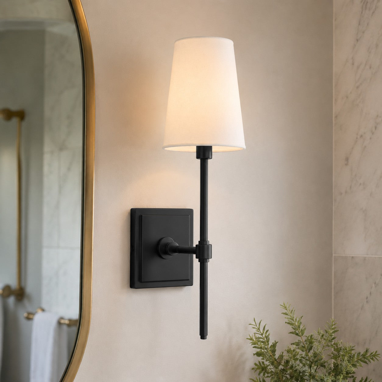 Wall Lamp with Linen Shade - Retro Metal Wall Lighting for Bedroom and Hall - Lamylie