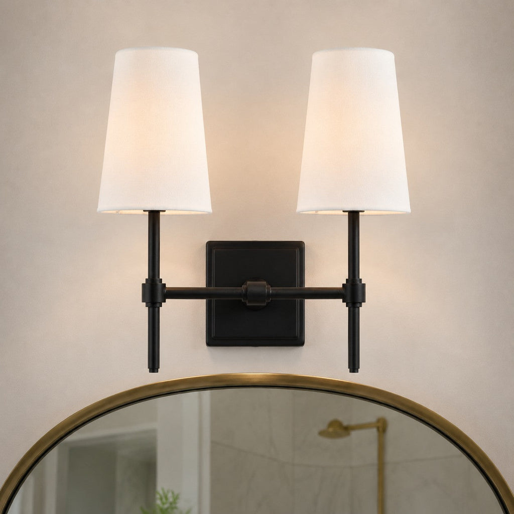 Wandleuchte mit Leinen-Schirm - Retro Metallwandleuchte für Schlafzimmer und Flur - Lamylie
