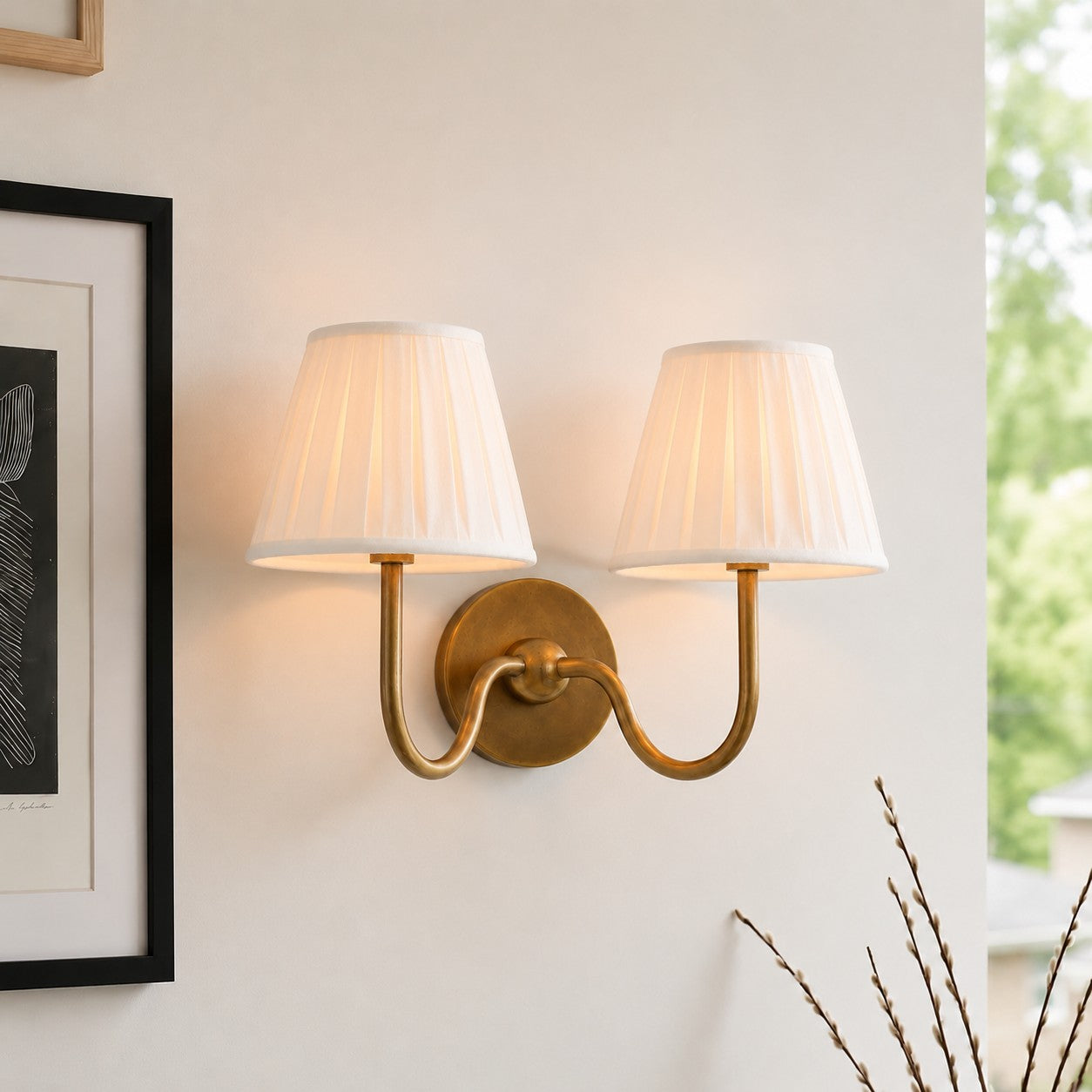 Wall Lamp with Pleated Fabric Shade | Classic Lighting for Bedroom and Living Room - Lamylie