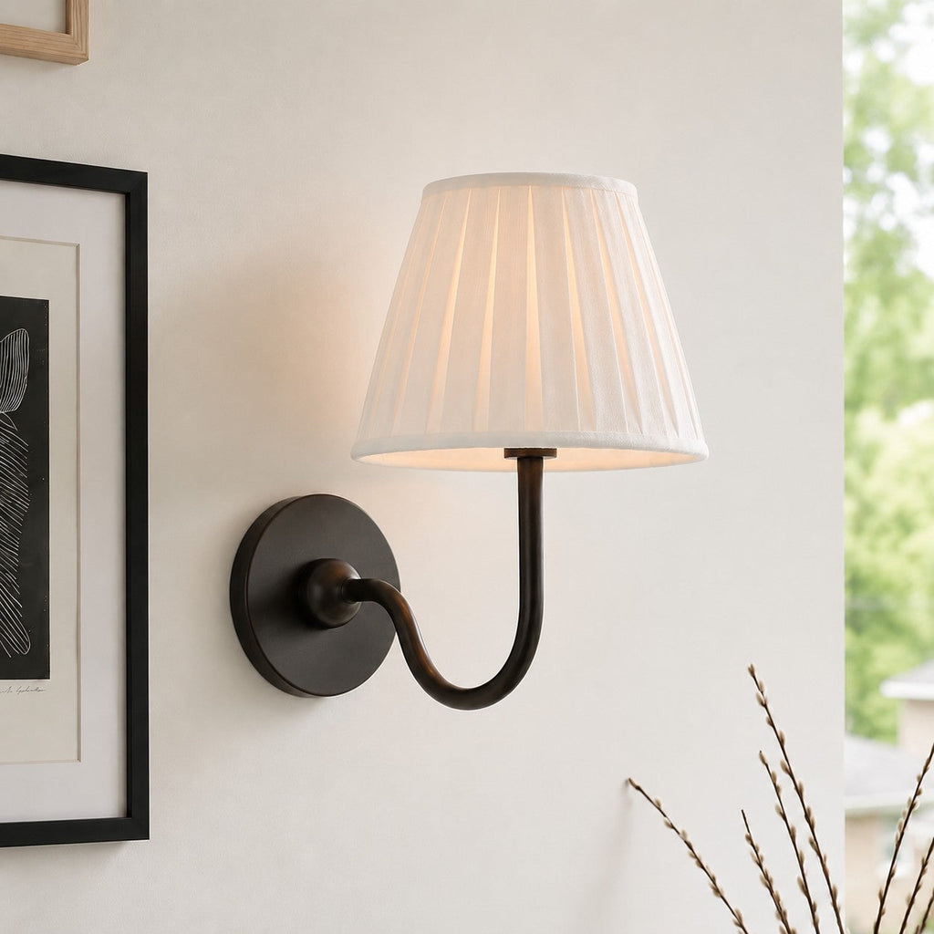 Wall Lamp with Pleated Fabric Shade | Classic Lighting for Bedroom and Living Room - Lamylie