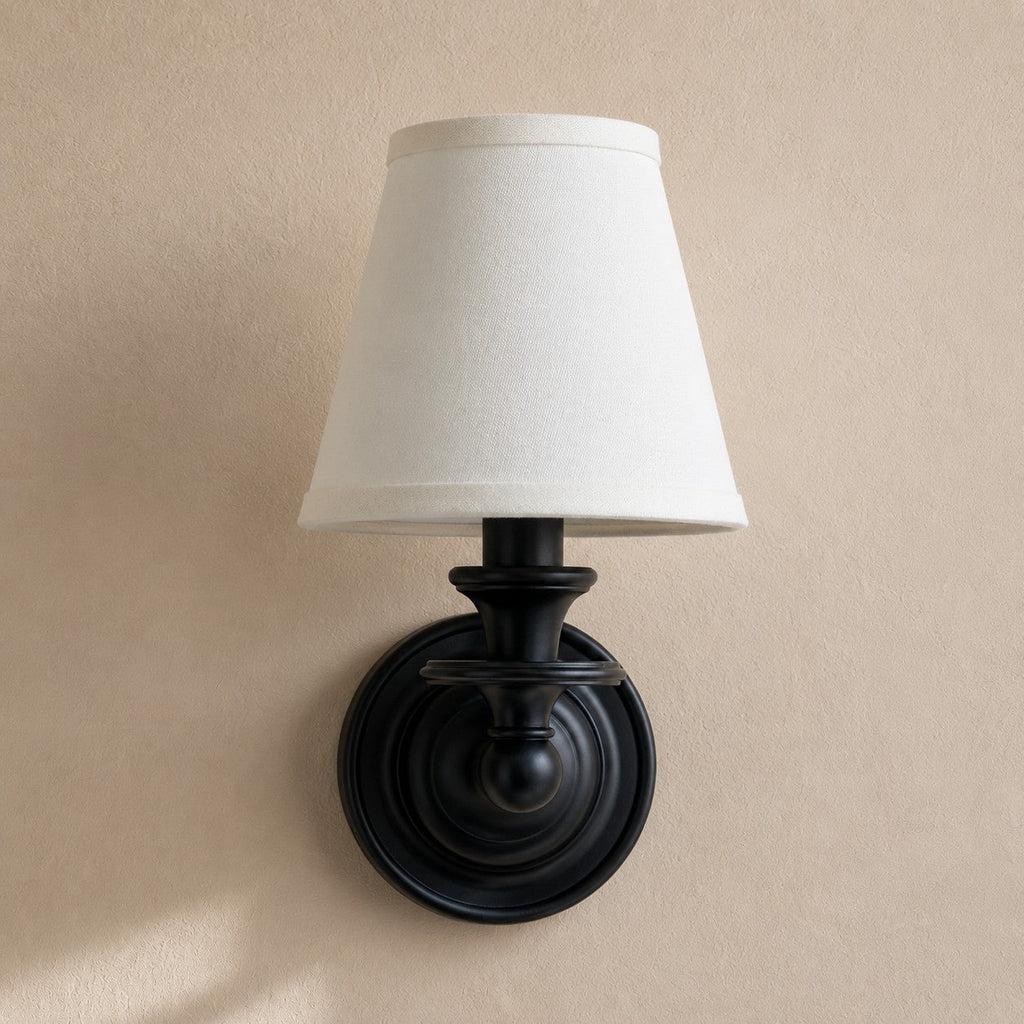 Wall Lamp with Fabric Shade and Gooseneck Arm | Wrought Iron Fixture with Adjustable Reading Lamp - Lamylie