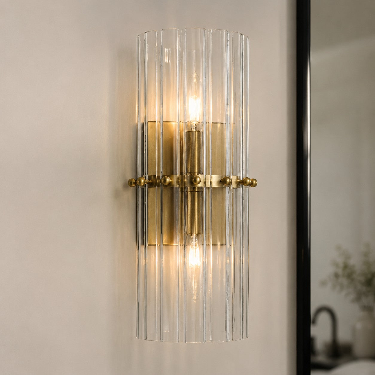 Kristall-Wandlampe mit doppeltem Lichtstrahl - Eleganter Außenlichtstreifen für Schlafzimmer - Innenbeleuchtung mit glänzenden Kristallen - Lamylie