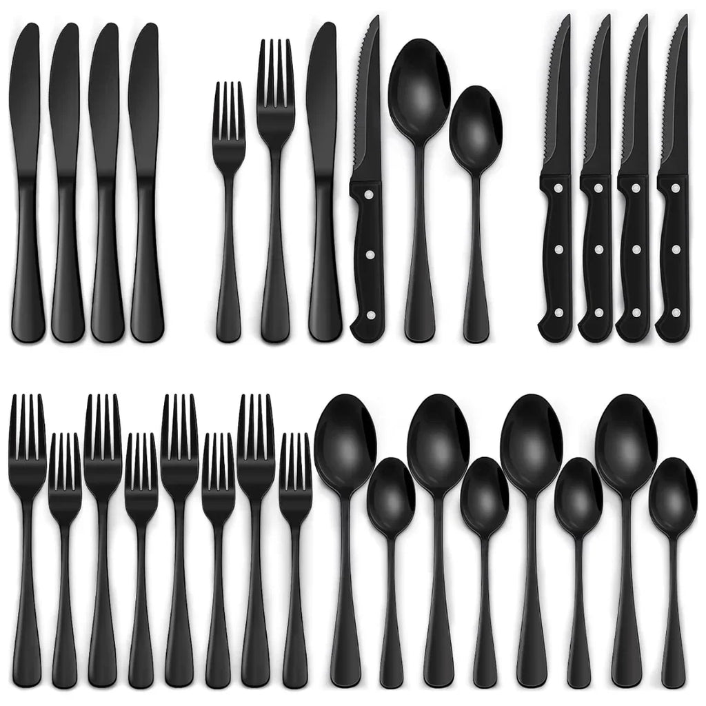 Matte Black Tableware Set - Elegant Organization for Every Dinner - Lamylie
