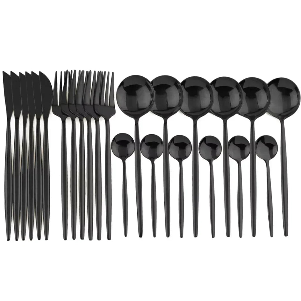 Matte Black Tableware Set - Elegant Organization for Every Dinner - Lamylie
