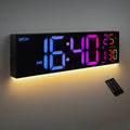 Large LED Digital Wall Clock with RGB Display and Remote Control - Lamylie
