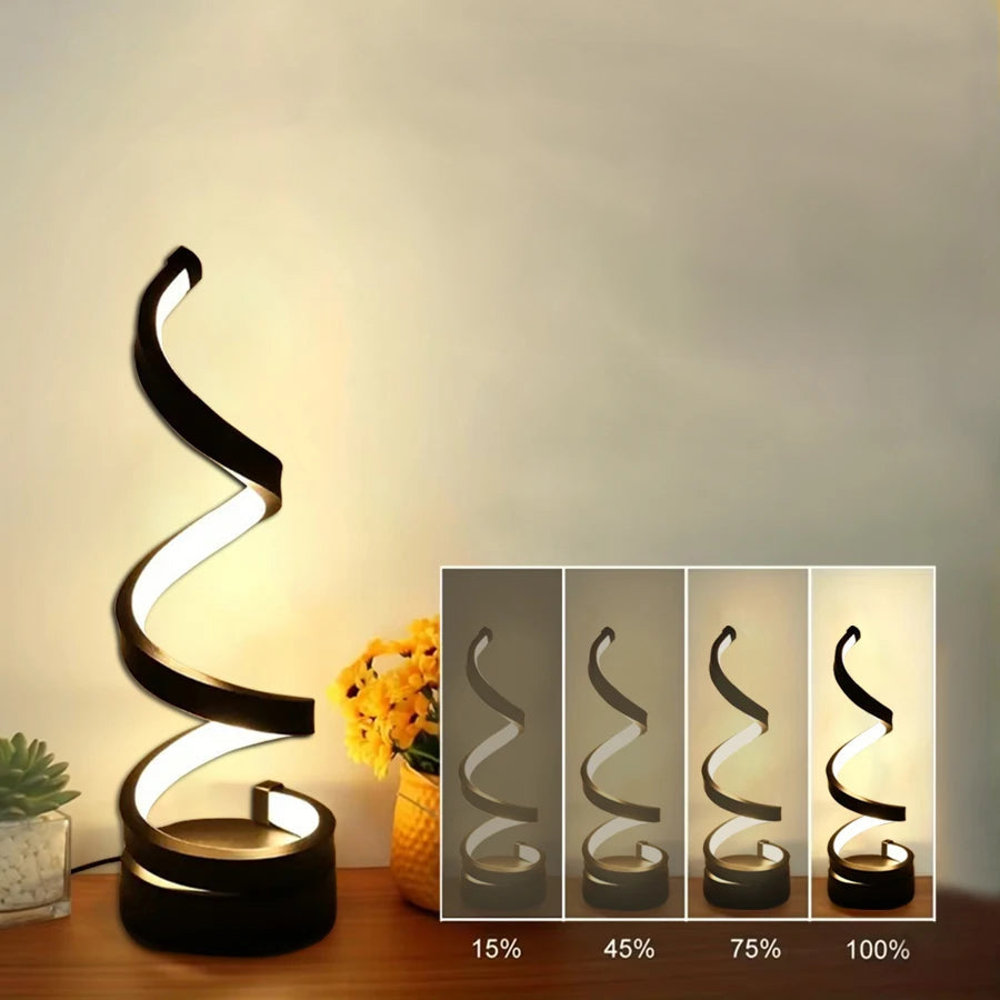 Spiral Table Lamp | Dimmable Modern USB Desk Lamp | Bedside Lamp | Table Lamp - Lamylie