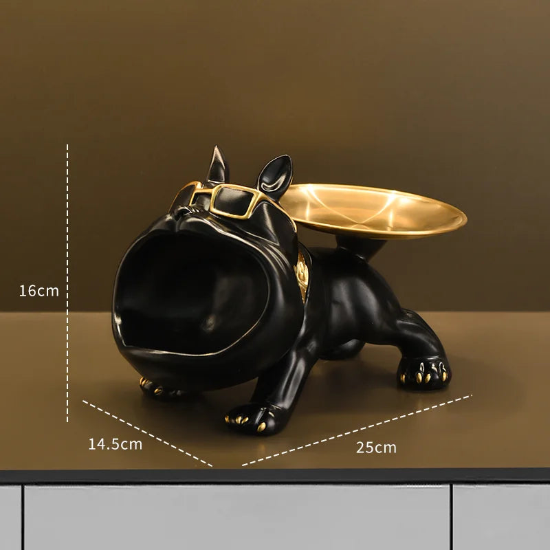 Figurine de bouledogue avec plateau de rangement intégré – Décoration intérieure - Lamylie