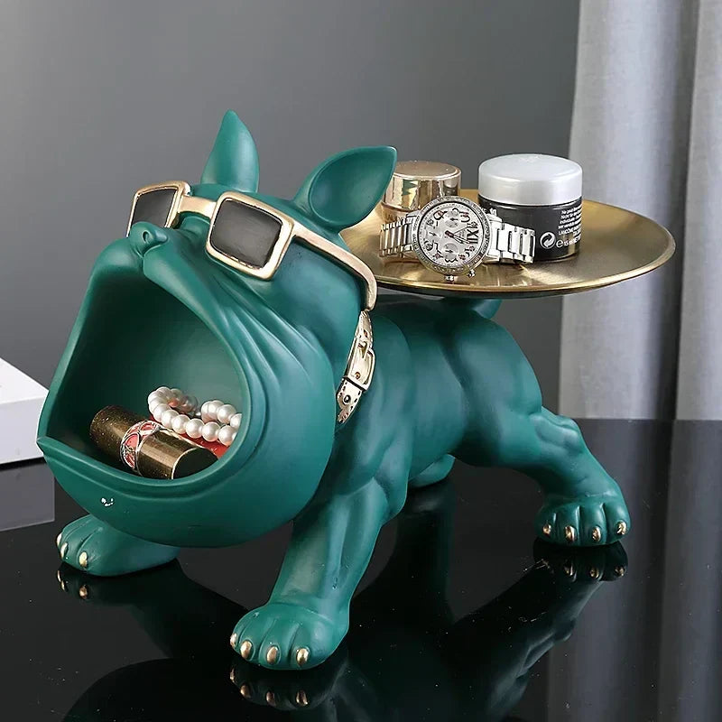 Figurine de bouledogue avec plateau de rangement intégré – Décoration intérieure - Lamylie