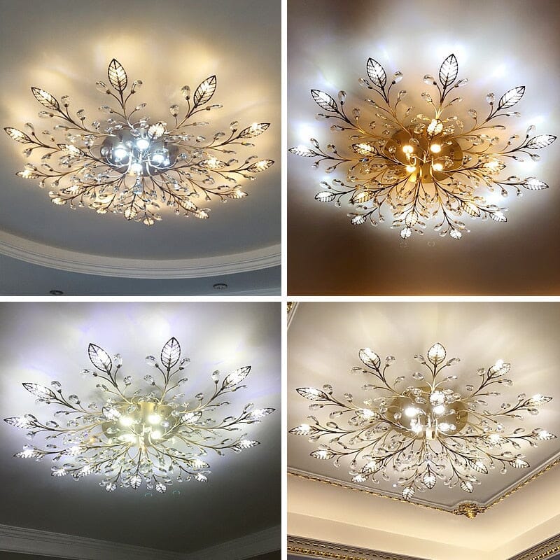Candeeiro de Parede de Cristal Liora — Facetas Lapidadas e Silhueta Floral