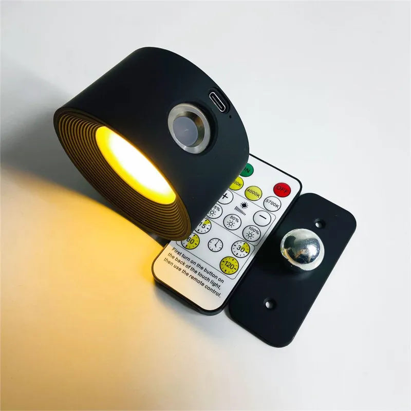 Wireless Rechargeable & Dimmable Wall Lamp with 360° Rotation | Compact Touch-Control Night Light - Lamylie