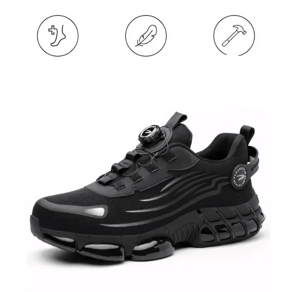 SafeShoez-työjalkineet ortopedisella tuplateräskärjellä ja memory foam -mukavuudella