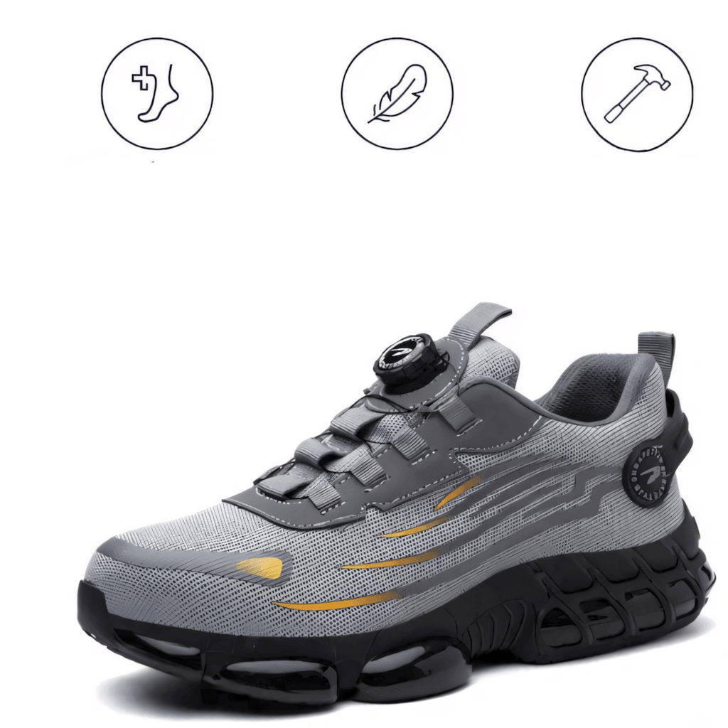 SafeShoez-työjalkineet ortopedisella tuplateräskärjellä ja memory foam -mukavuudella