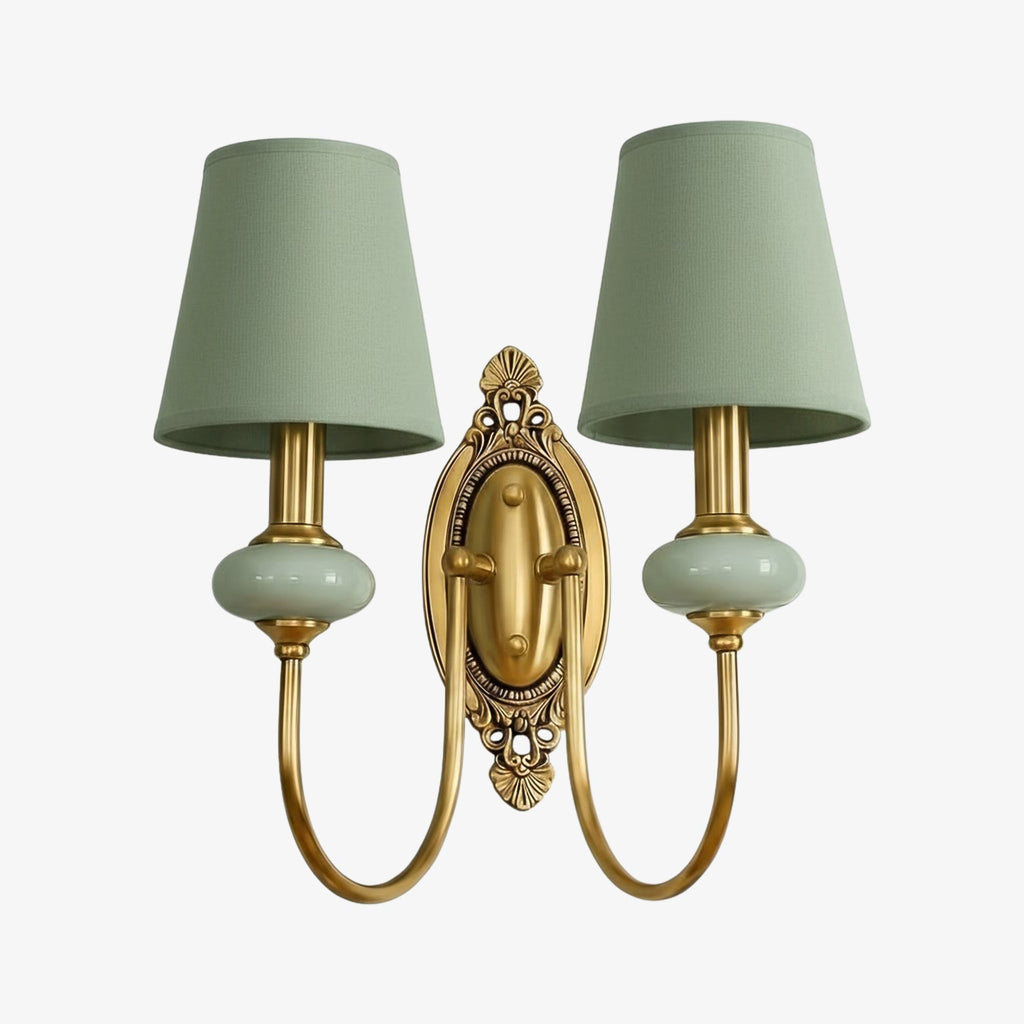 Ceramic Wall Lamp with Fabric Shade - 1 or 2 Light Points - E27 - Various Colors & Styles - Lamylie
