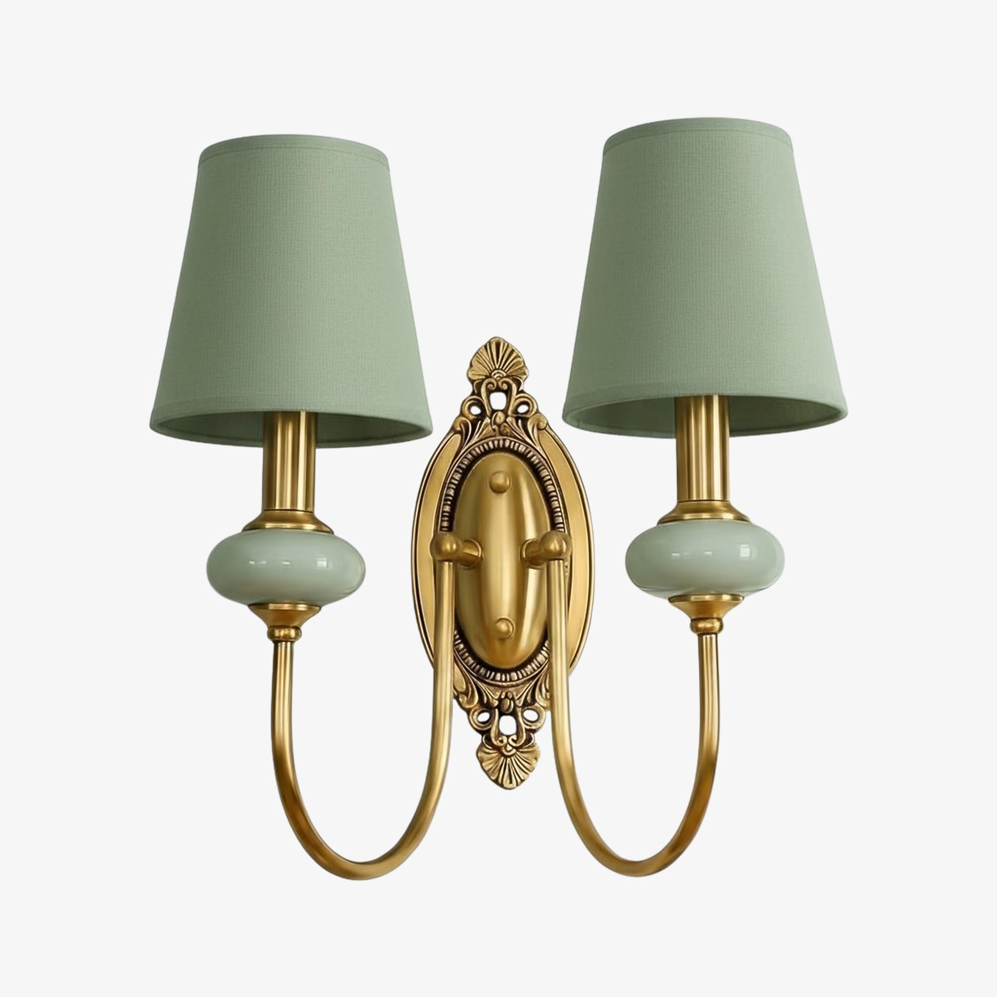 Ceramic Wall Lamp with Fabric Shade - 1 or 2 Light Points - E27 - Various Colors & Styles - Lamylie