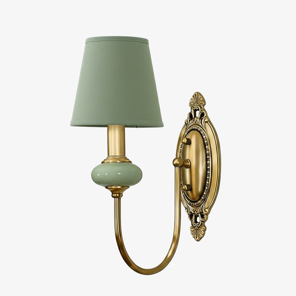 Ceramic Wall Lamp with Fabric Shade - 1 or 2 Light Points - E27 - Various Colors & Styles - Lamylie