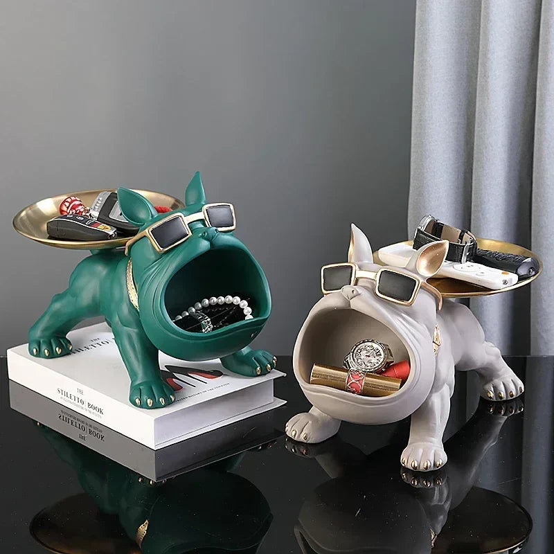 Figurine de bouledogue avec plateau de rangement intégré – Décoration intérieure - Lamylie