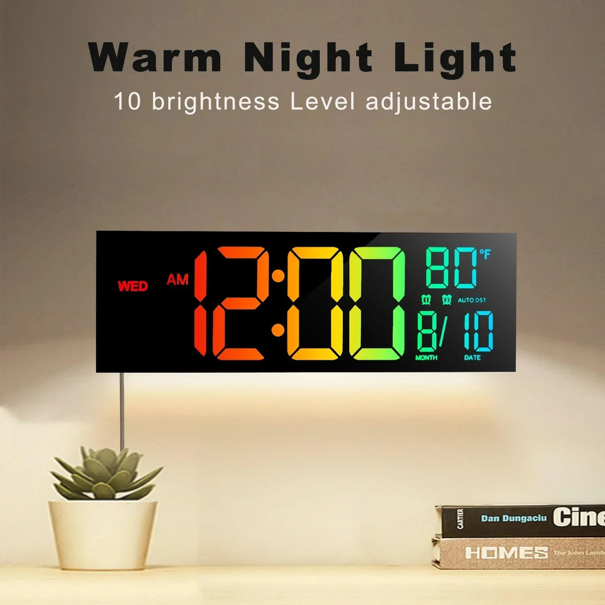 Large LED Digital Wall Clock with RGB Display and Remote Control - Lamylie