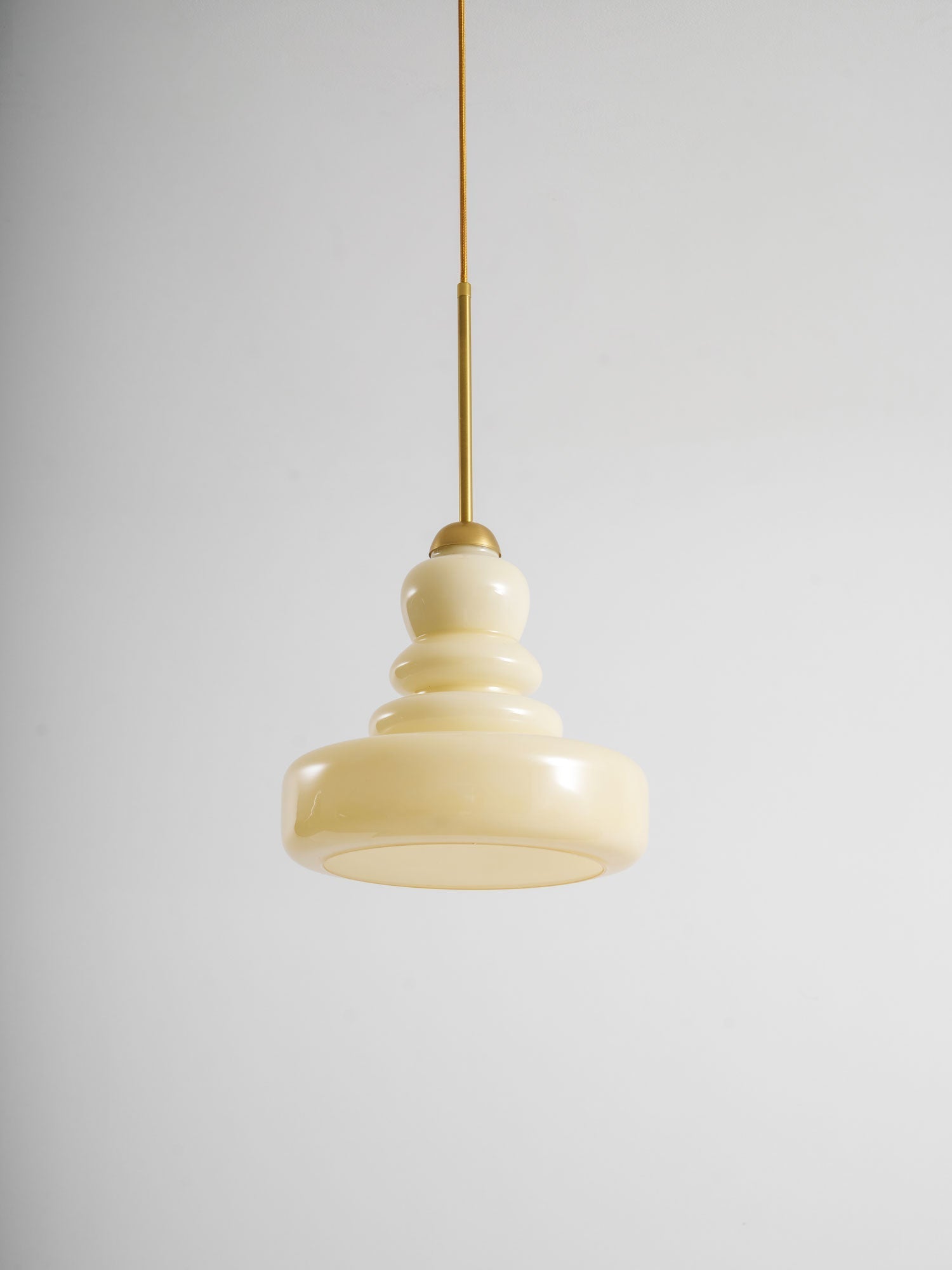 Lampă suspendată din sticlă, design industrial, chihlimbar și bej, dulie E26/E27 Ø30cm, pentru living, bucătărie și sufragerie - Lamylie