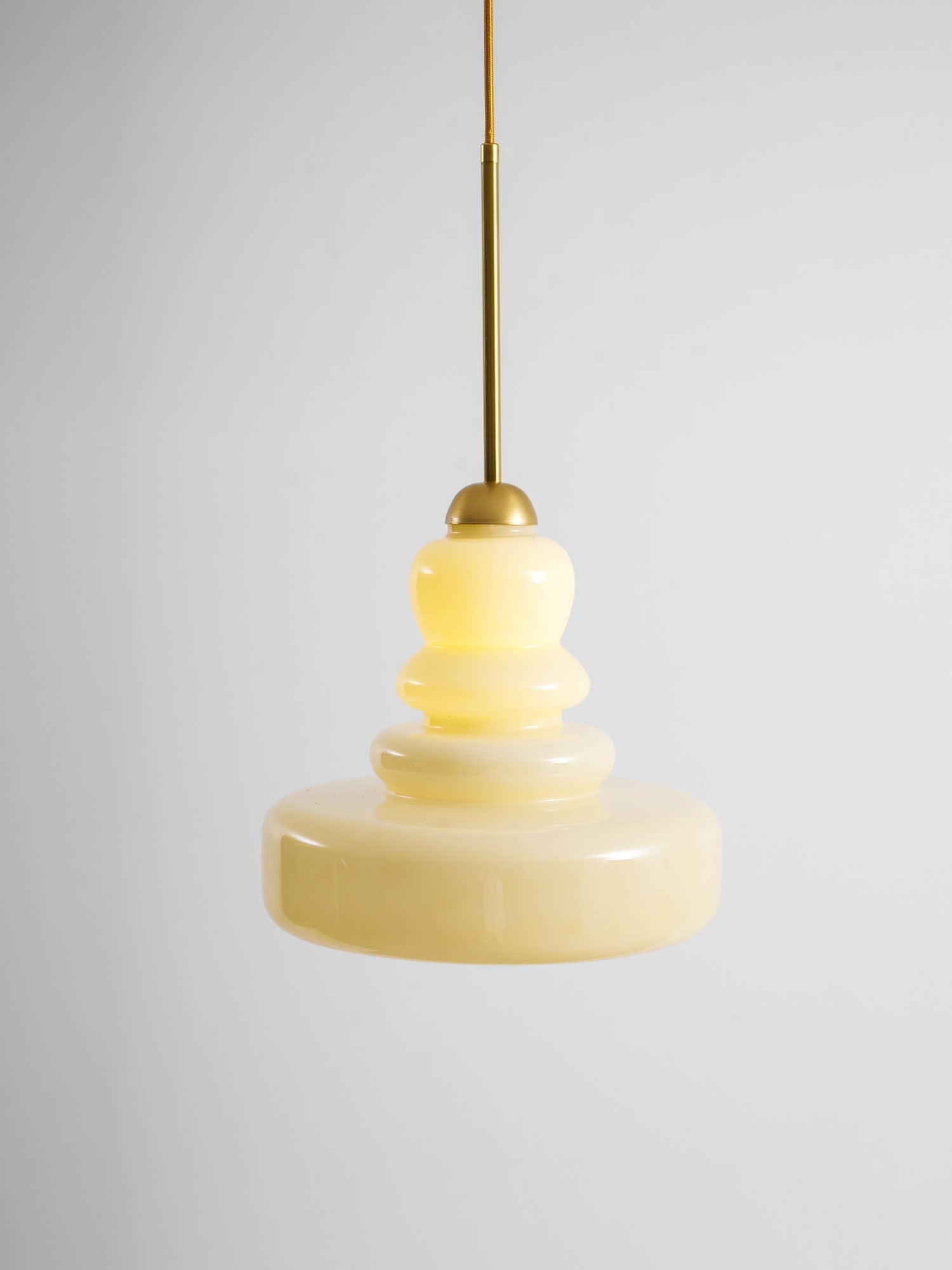 Lampă suspendată din sticlă, design industrial, chihlimbar și bej, dulie E26/E27 Ø30cm, pentru living, bucătărie și sufragerie - Lamylie