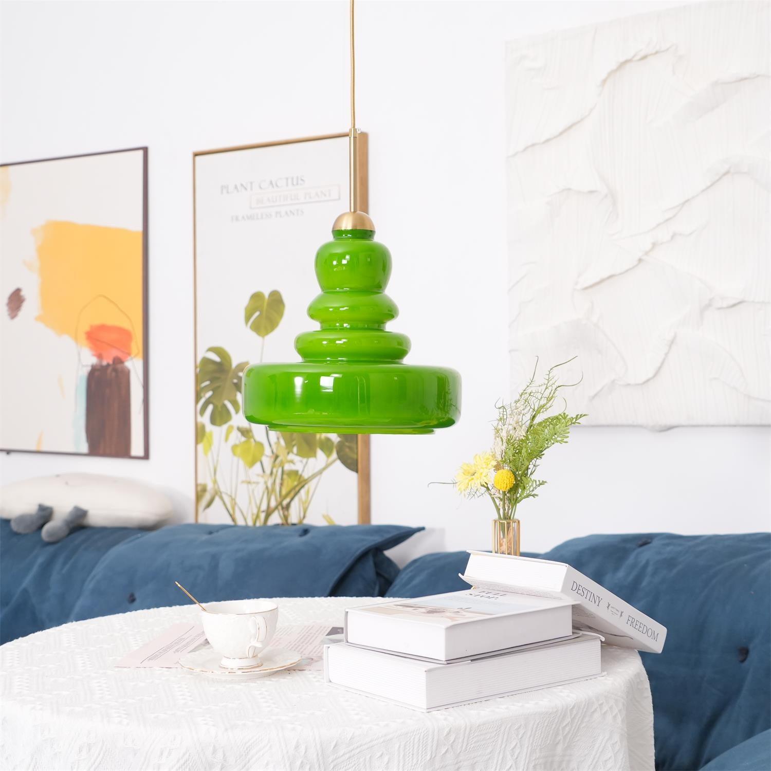 Lampă suspendată din sticlă, design industrial, chihlimbar și bej, dulie E26/E27 Ø30cm, pentru living, bucătărie și sufragerie - Lamylie