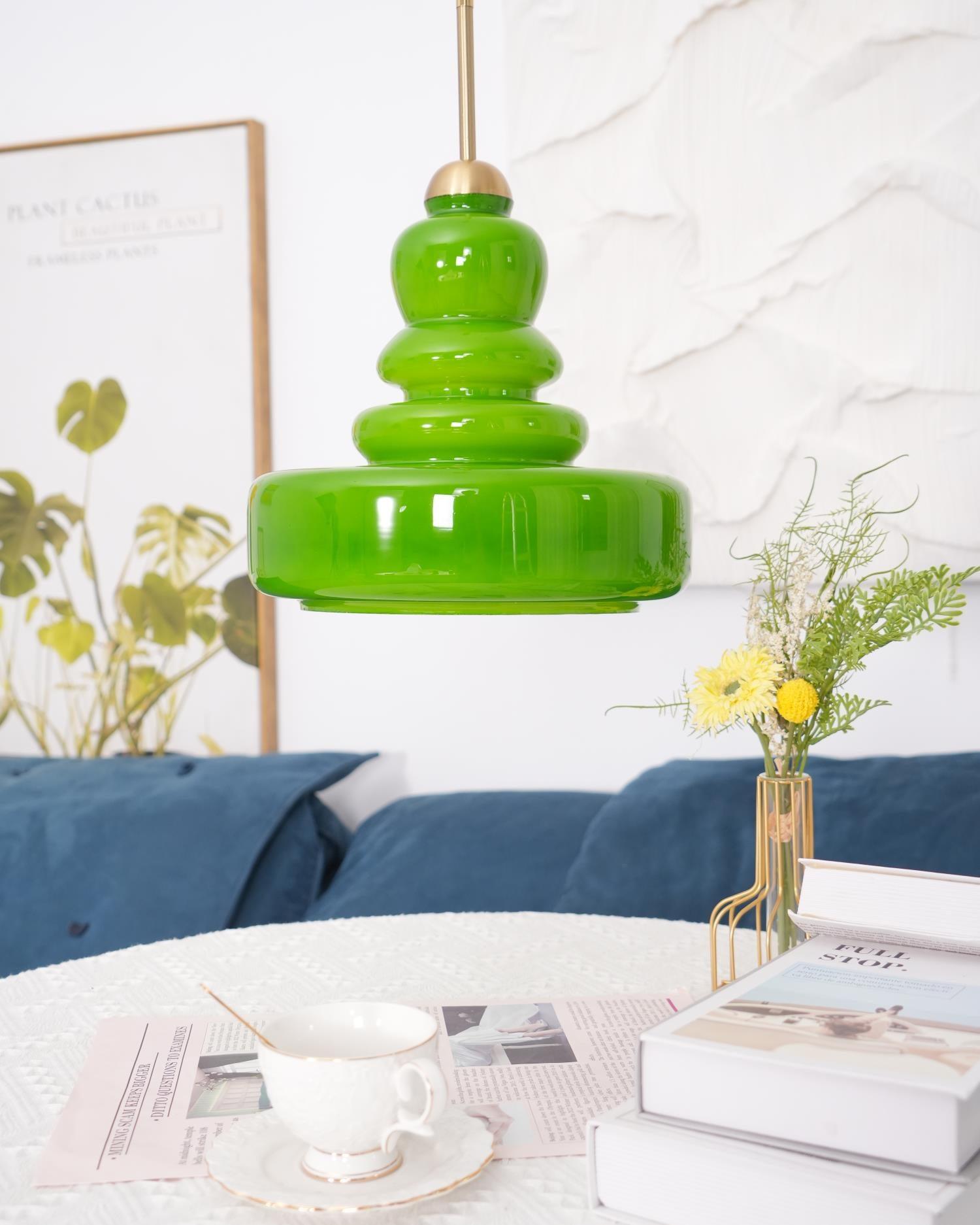 Lampă suspendată din sticlă, design industrial, chihlimbar și bej, dulie E26/E27 Ø30cm, pentru living, bucătărie și sufragerie - Lamylie