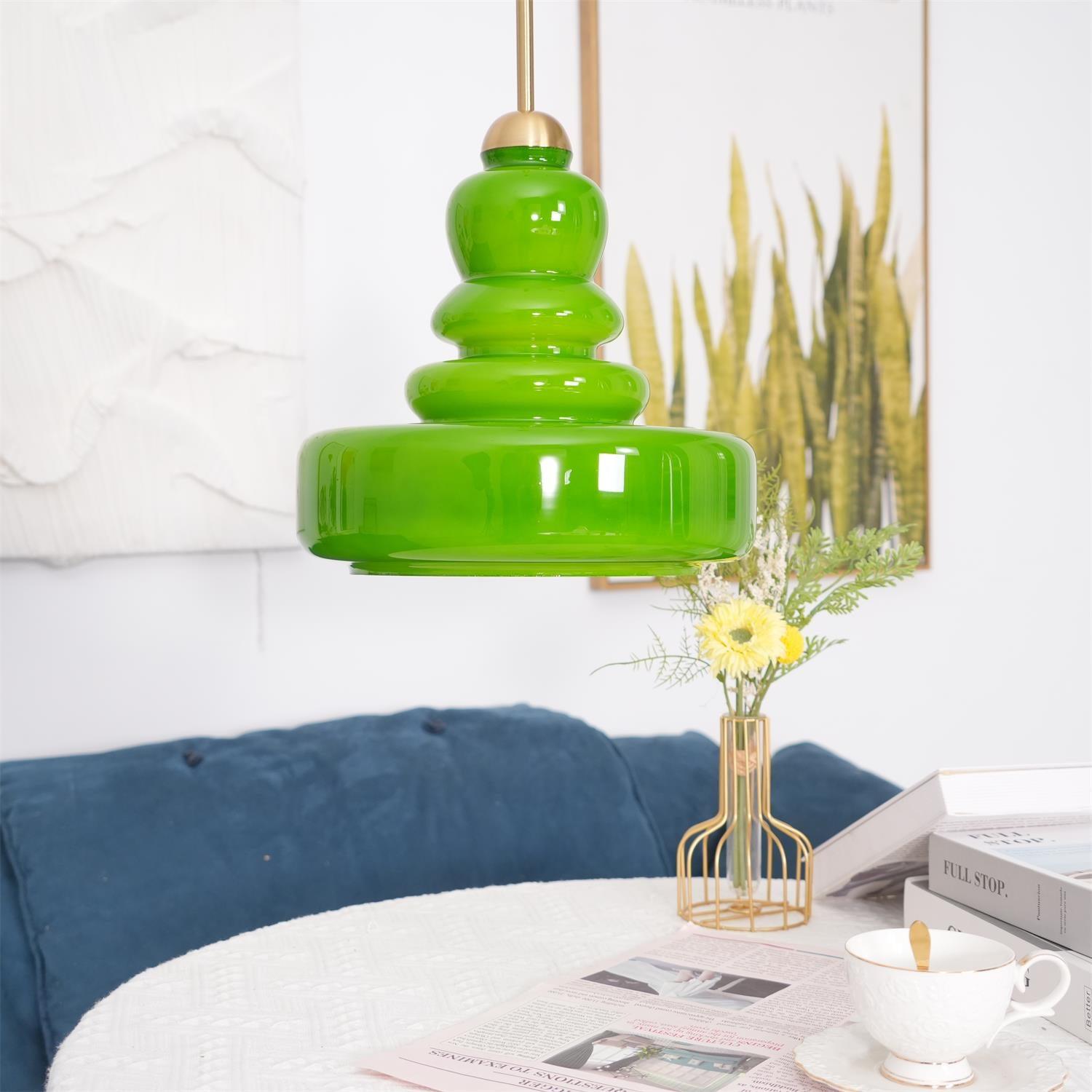 Lampă suspendată din sticlă, design industrial, chihlimbar și bej, dulie E26/E27 Ø30cm, pentru living, bucătărie și sufragerie - Lamylie