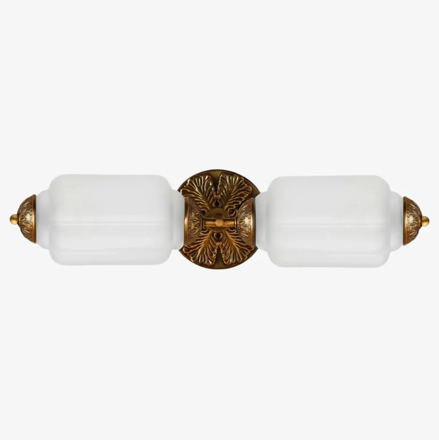 Vintage Art Deco Milk Glass Eloise Vanity Light Fixture