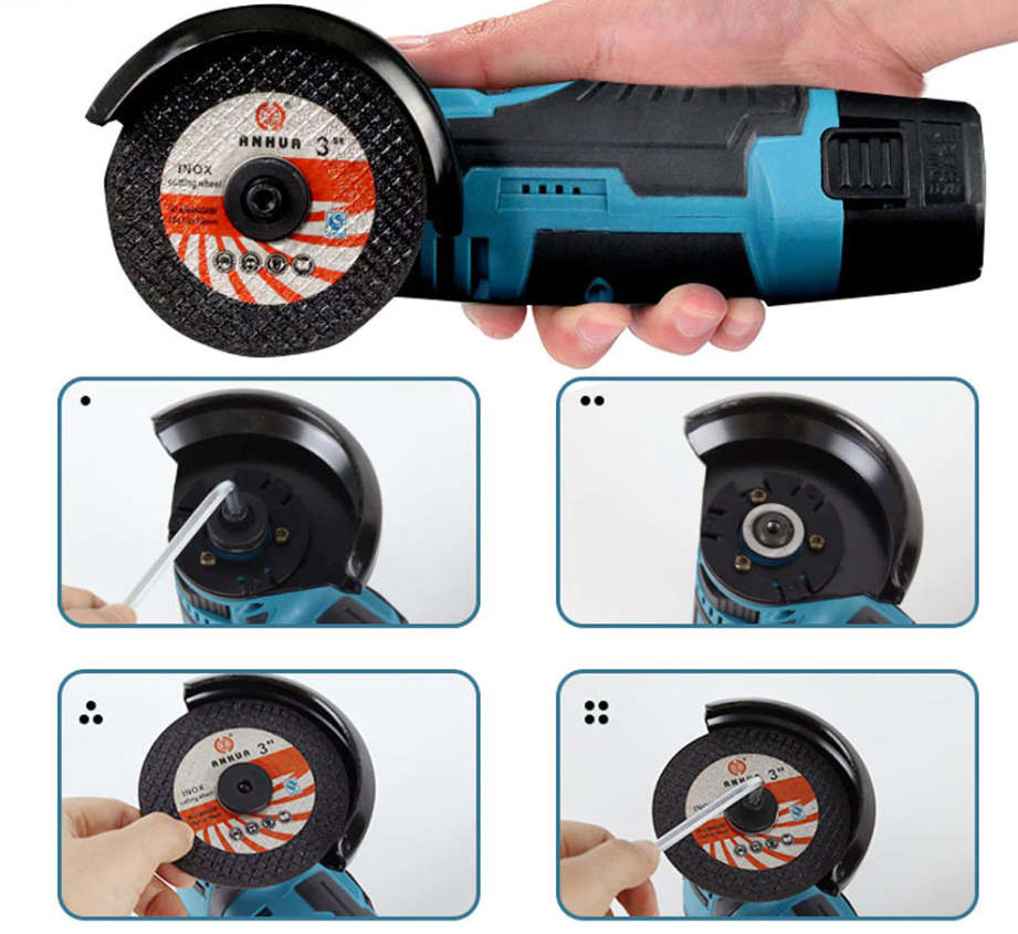 Cordless Angle Grinder 800W – 19500 RPM Handheld Tool with Extra Discs for DIY Cutting and Grinding - Lamylie