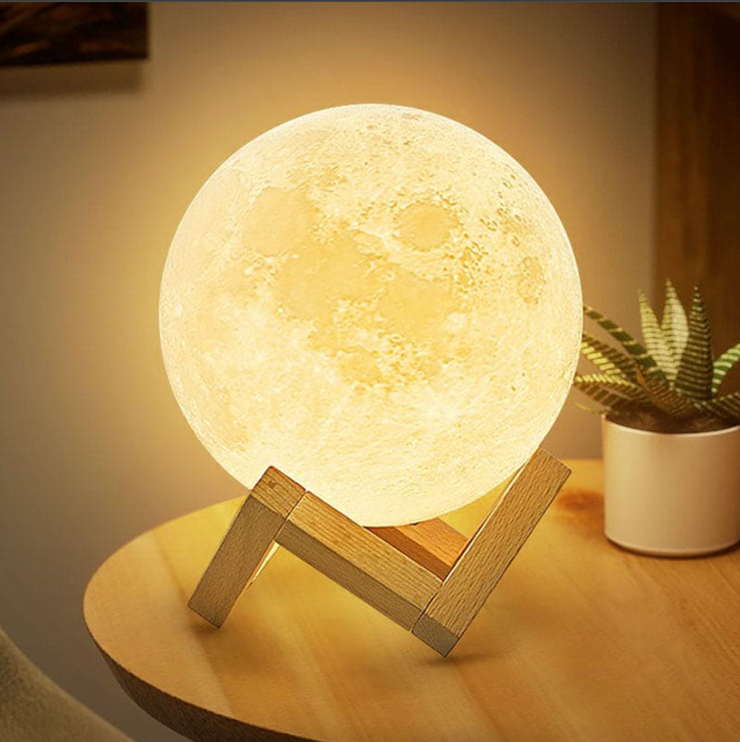 Wireless LED Rechargeable Table Lamp Magical Moon Lamp - Living Room | Nightstand Lamp - Lamylie