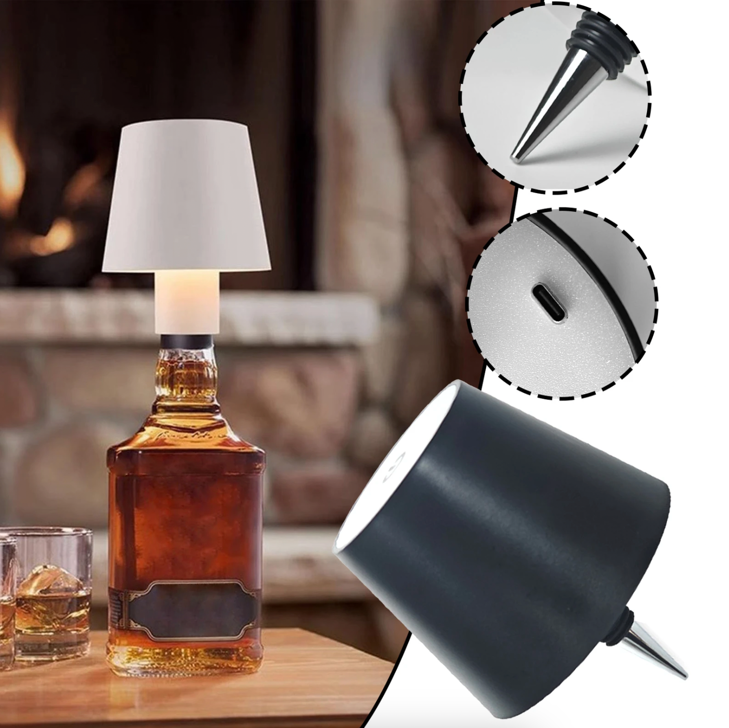 LuxeBottle – Kabellose LED-Tischlampe im Flaschendesign – Dimmbar | USB | Wohnzimmer | Dekoration – Lamylie