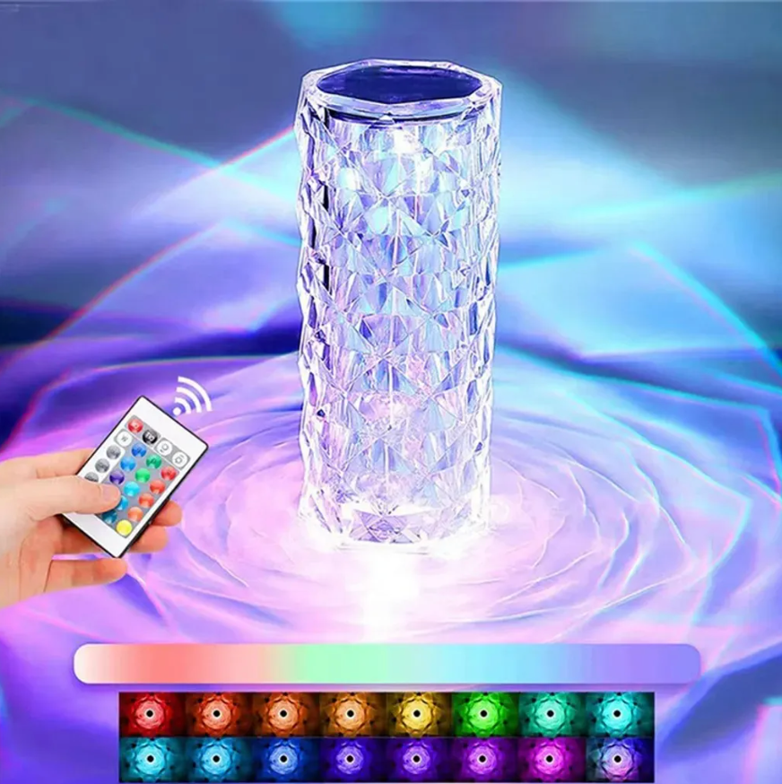 SparklingGlow | LED Crystal Touch Table Lamp with 16 Colors and Remote Control - Lamylie